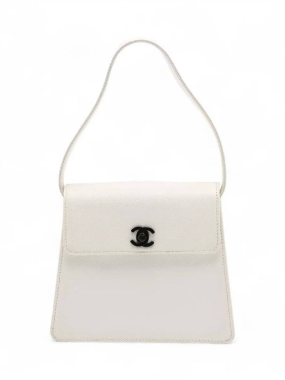 Chanel CC Logo Caviar Skin Handbag White